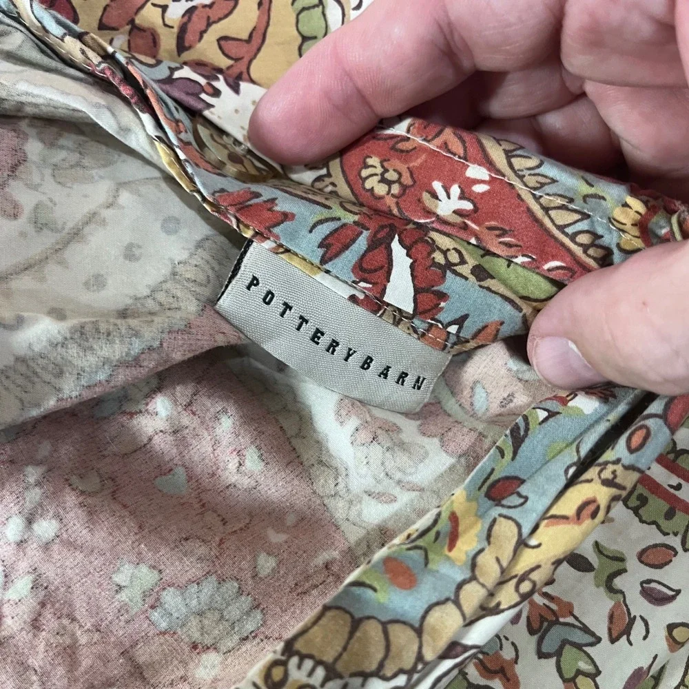 Pottery Barn Harper Paisley Full Queen Duvet Cover & 2 Shams Red Blue Gold Vtg